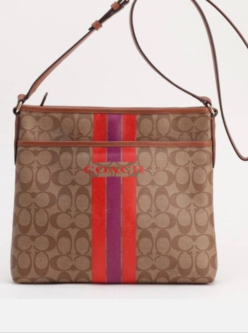 Coach Vintage Buggy Crossbody with Red and Purple Stripe NO CALL OUTS OFFERS WEL - Picture 5 of 8